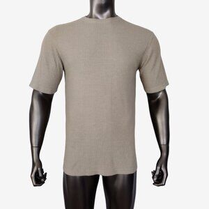 J Ferrar Light Tan Lightweight Soft Knit Crew Neck Short Sleeved Shirt